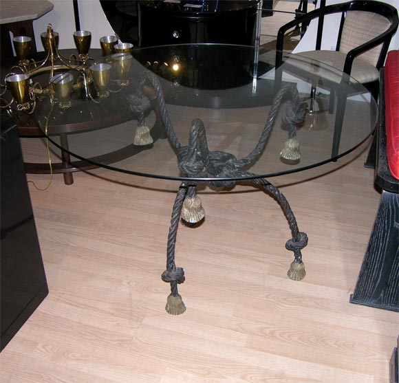 Knotted Bronze Rope and Tassel Tea Table