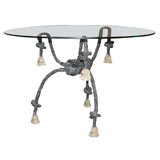 Knotted Bronze Rope and Tassel Tea Table