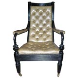 Anglo Colonial Regency Period Ebony Arm Chair