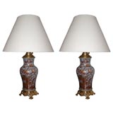 Pair of Japanese Porcelain Lamps, French Bronze Mounts