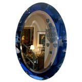 Italian Cobalt Blue Glass Trimmed Mirror