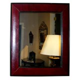 Burgundy Leather Trimmed Mirror