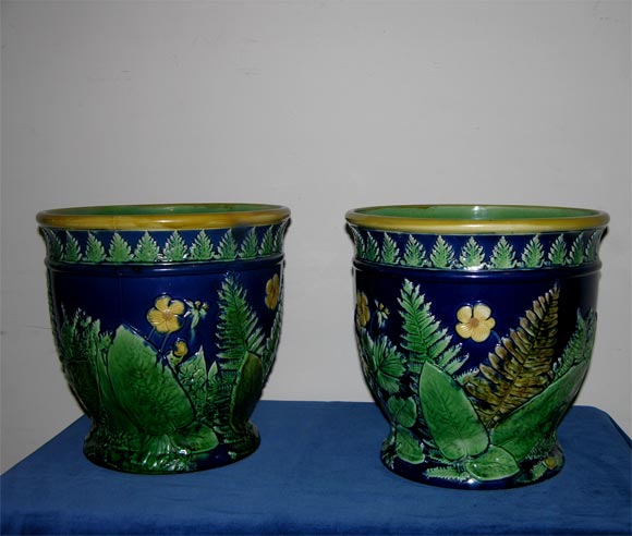Pair of Majolica Cache Pots