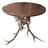 Vintage Elk Horn Copper-topped Round Center table
