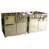 Pair Beveled Mirrored Cabinets Or Tables