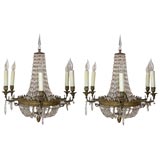 Pair of French Bronze and Crystal  Wall Sconces