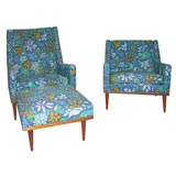 His and hers lounge chair with ottoman by Milo Baughman