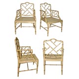 Set of four faux bamboo Chippendale-style armchairs