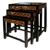 Set of three black lacquer nesting tables