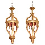 Pair Gilt Wood Lanterns