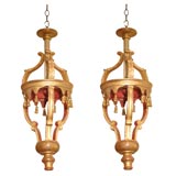 Pair Gilt Wood Lanterns