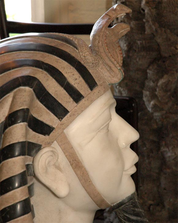 20th Century Marble Bust of Egyptian Pharaoh