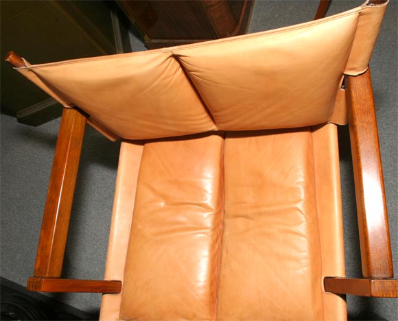 Leather and mahogany fold up chair 2