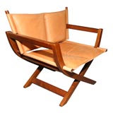 Leather and mahogany fold up chair