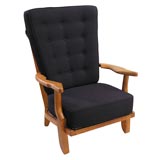 Vintage Oak Frame Finger Back Chair by Robert Guillerme for Votre Maison