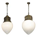 Antique large early electric teardrop fixtures
