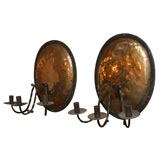 3 arm brass and iron candle sconces