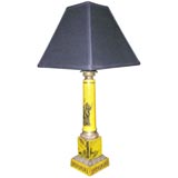 Tole lamp base with black shade