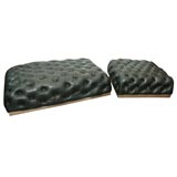 Tuffted Leather Ottomans by Johnston-Ready
