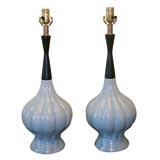 Vintage PAIR OF ROBINS EGG BLUE CERAMIC LAMPS