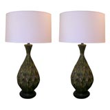 PAIR OF MOLDED CREAMIC LAMPS WITH A LAVA-LIKE TEXTURE