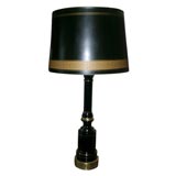 Black glass lamp with Greek key