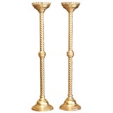 Pair of Continental Silver Plated Grand Scale Candlesticks