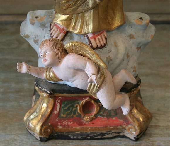 19th c. Plaster Madonna and Child Statue