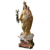 19th c. Plaster Madonna and Child Statue
