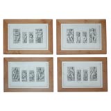 Antique Set of four etchings of the Louvre
