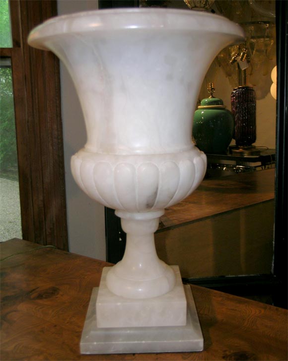 Italian Pair of Lighted Alabaster Urns