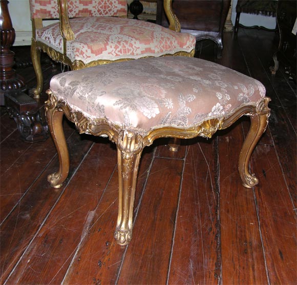 Pair of French Louis XV style Giltwood Tabouret