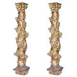 Pair of Small Carved Giltwood Salome Columns