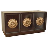 Dark Walnut Sideboard With Decorative Gesso Medallions