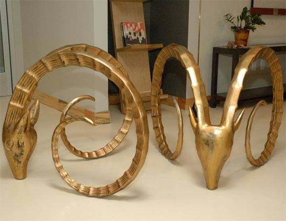Pair Of Ram's Head Bases For A Desk Or Dining Table