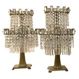 PAIR FRENCH CRYSTAL TABLE LAMPS
