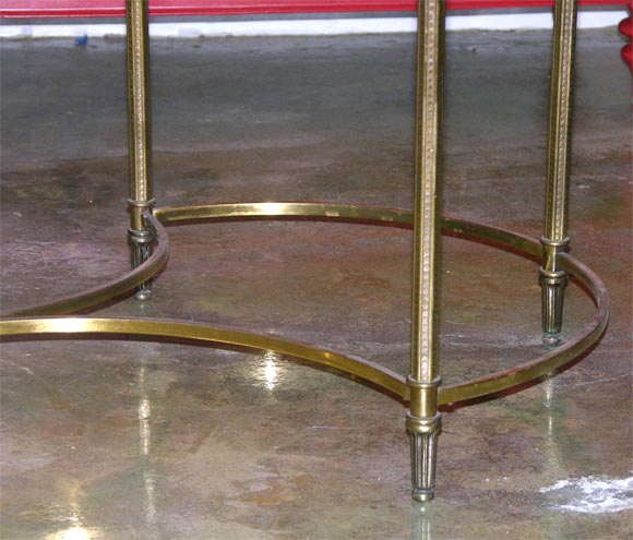 French Brass Oval Coffee Table with Beveled Glass Top 2