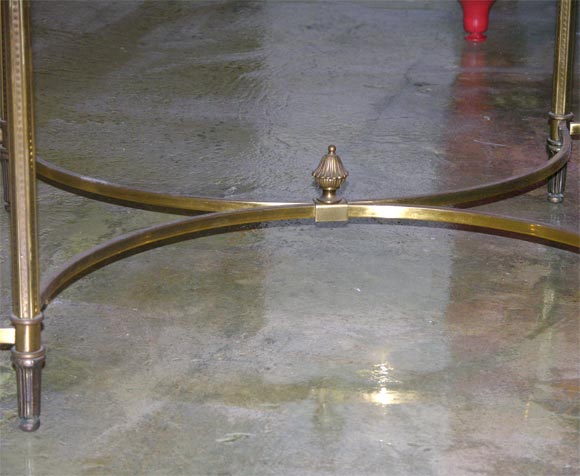 French Brass Oval Coffee Table with Beveled Glass Top 3