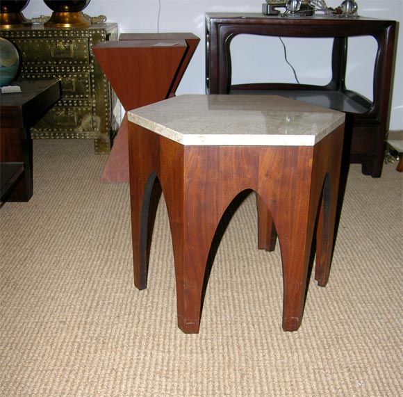 Pair of Hexagonal Occasional Tables Harvey Probber Style