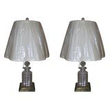 Lovely pair of Crystal bottle table lamps