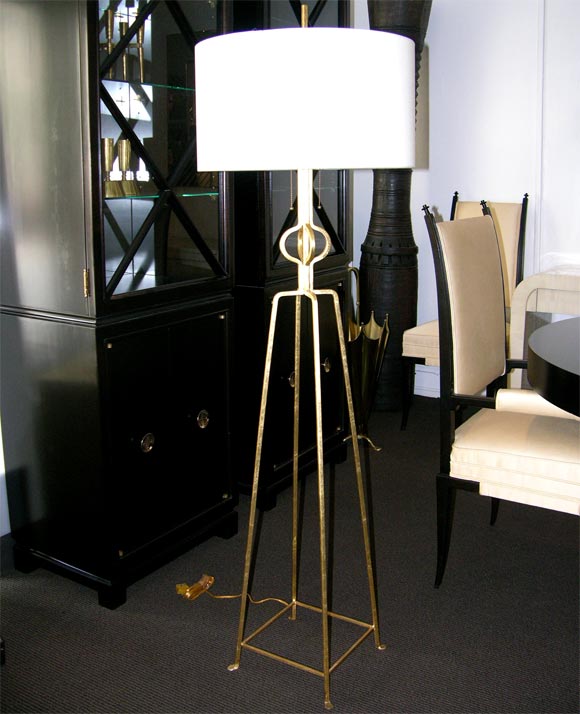 Floor Lamp in the Design of an Obelisk. Available in Finishes of Gold of Silver Leaf.