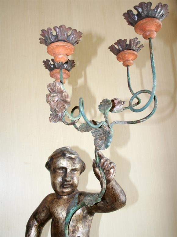 19th Century Italian Carved Wood Candelabra For Sale 1
