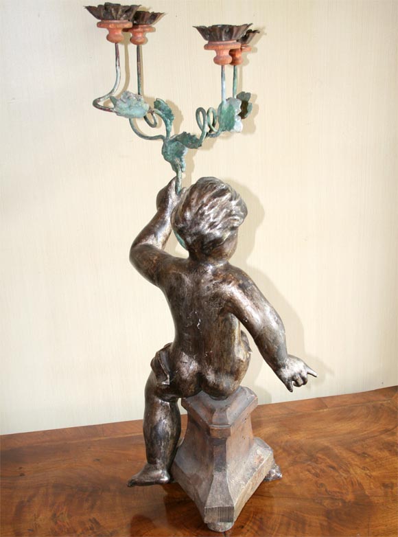 19th Century Italian Carved Wood Candelabra For Sale 5