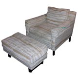 EDWARD WORMLEY UPHOLSTERED CLUB CHAIR  WITH  OTTOMAN