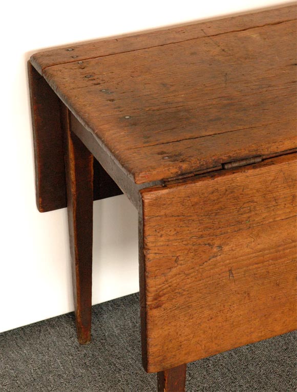 19THC ORIGINAL RED PAINTED DROP LEAF FARM TABLE FROM NEW ...