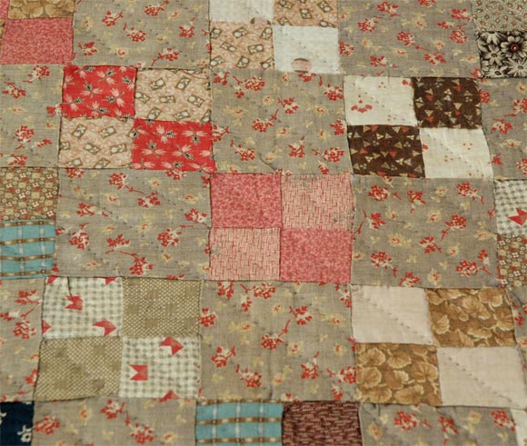 19THC FOUR PATCH CALICO CRIB QUILT FROM OHIO 1