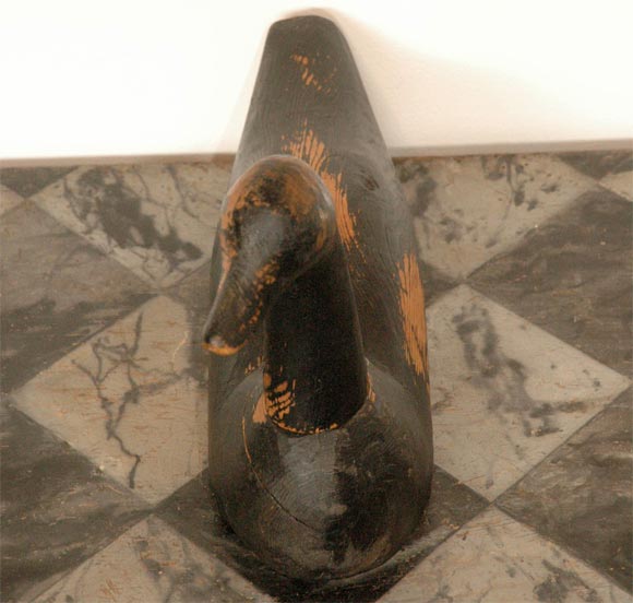 Wood 19th C. Decoy original black paint from Maine