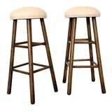 PAIR OF  BAR STOOLS WITH    UPHOLSTERED  SEATS