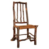 FOLKY TWIG  ADIRONDACK SIDE CHAIR WITH HAND WOVEN HEMP SEAT
