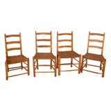 EARLY 19THC HAND MADE LADDER BACK CHAIRS WITH WOVEN SPLINT SEATS